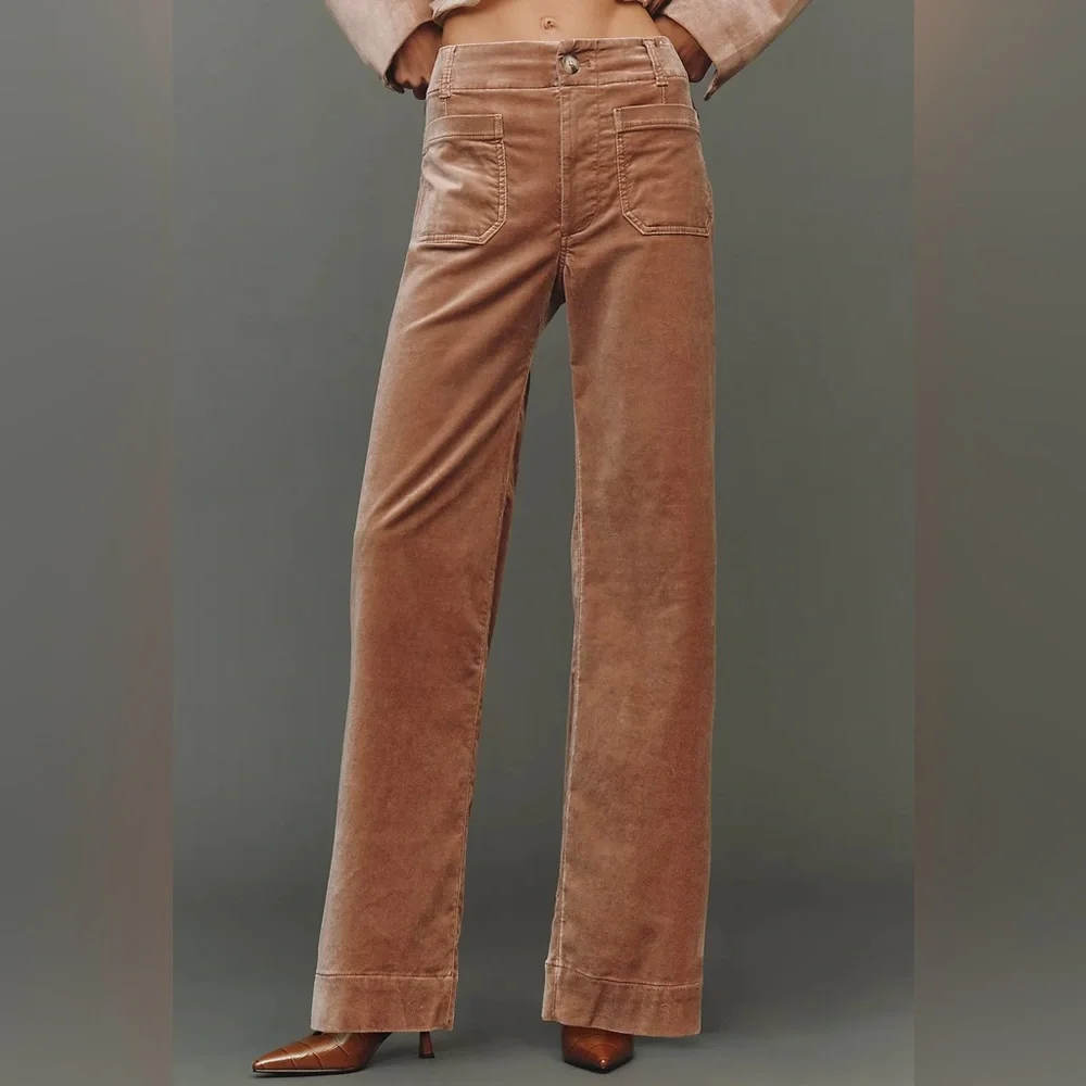 VIRAL Anthropologie Colette Full-Length Velvet Pants by Maeve - Picture 2 of 7